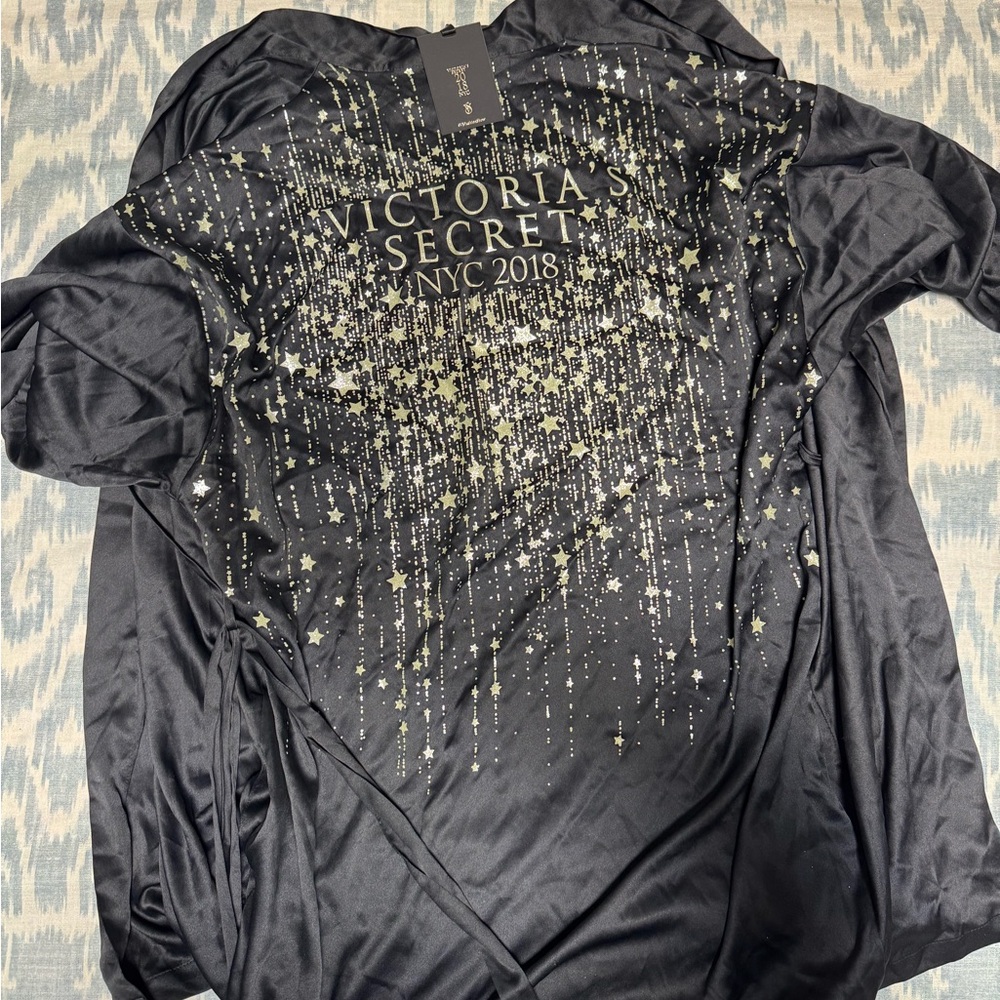 Victoria's Secret Black Robe with Gold Stars